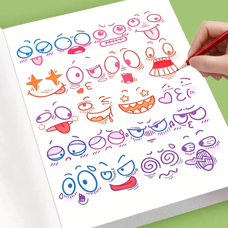 Expressions Doodle Coloring Book, Portable Fun & Feelings Cartoon Face Pages, Stress Relief Creative Drawing Activity Book