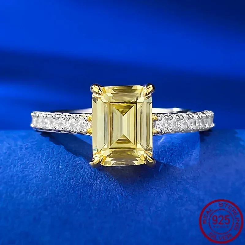 

Новое серебряное кольцо S925 с желтым бриллиантом и имитацией сокровищ, 1,5 карата, пагода, женское кольцо, европейские и американские свадебные украшения