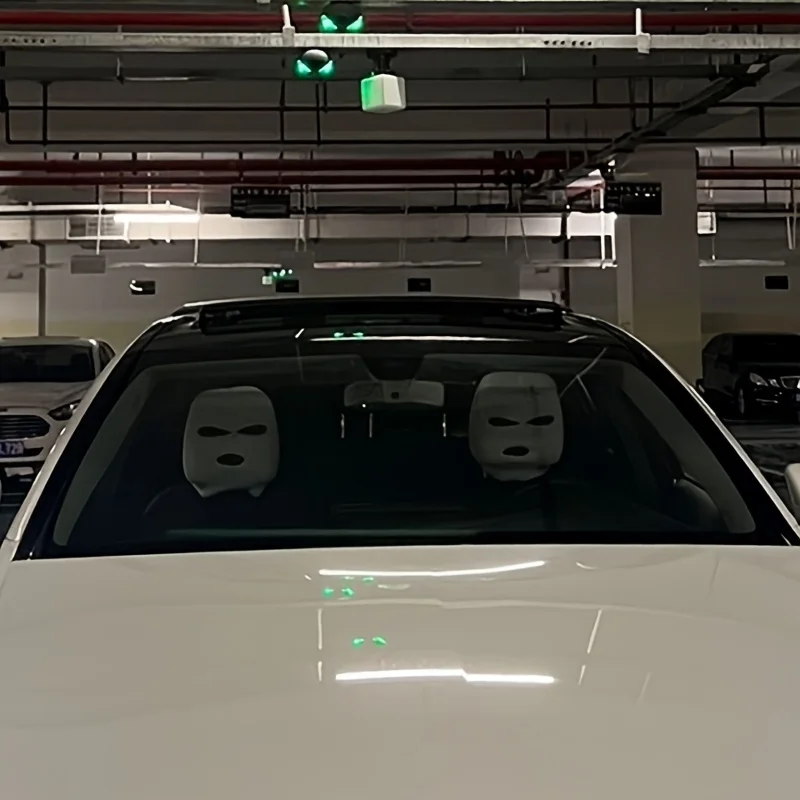 2個セット 車 ヘッドレスト シート ヘッドカバー 個性的 面白い 車汎用 ヘッドレストカバー 黒と白 ヘッドカバー