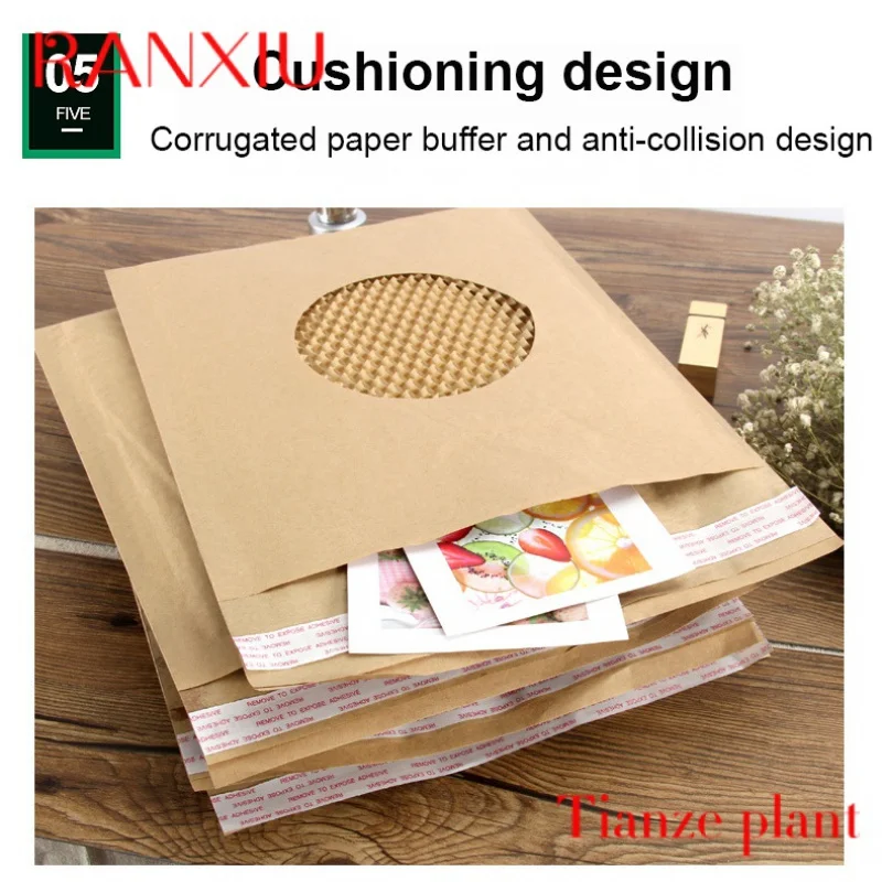 Custom Eco friendly courier shipping waybill pouch document packaging shipping bag corrugated paper stay flat cardboard mailers