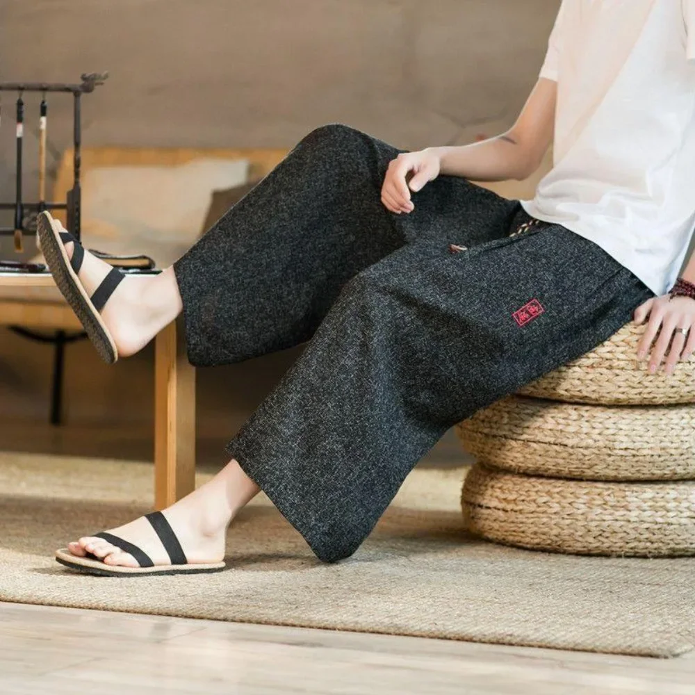 FGKKS Pantaloni casual da uomo Moda nuovissimi pantaloni di qualità stile allentato tinta unita Pantaloni al polpaccio maschili