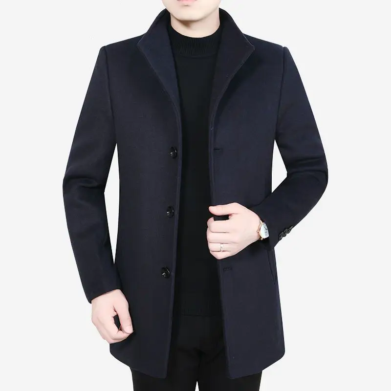 معطف صوفي متوسط الطول للرجال لخريف وشتاء جديد ملابس أبي معطف ابن قطن 00% سترة واقية مناسبة للخريف والشتاء #5