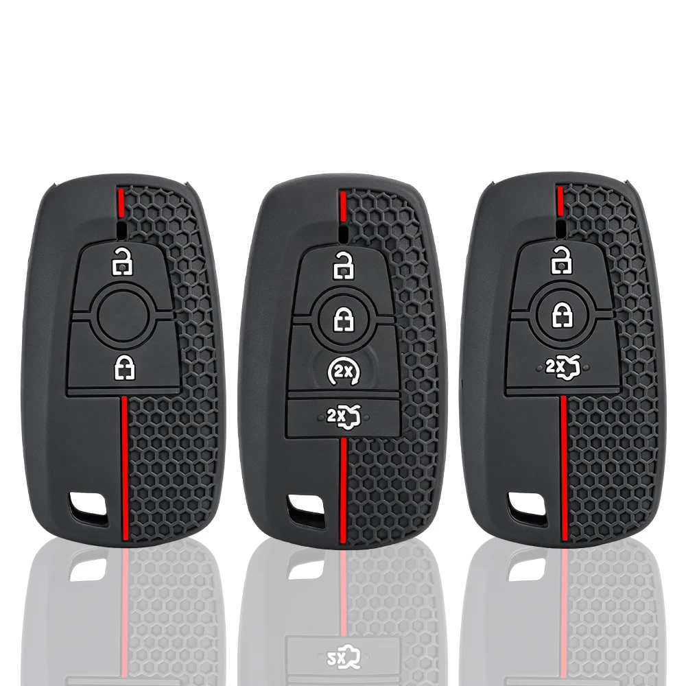 2/3/4 Button Silicone Car Remote Key Case Cover Accessories for Ford Explorer Mustang Fusion Escape F150 F250 F350 F450 F550