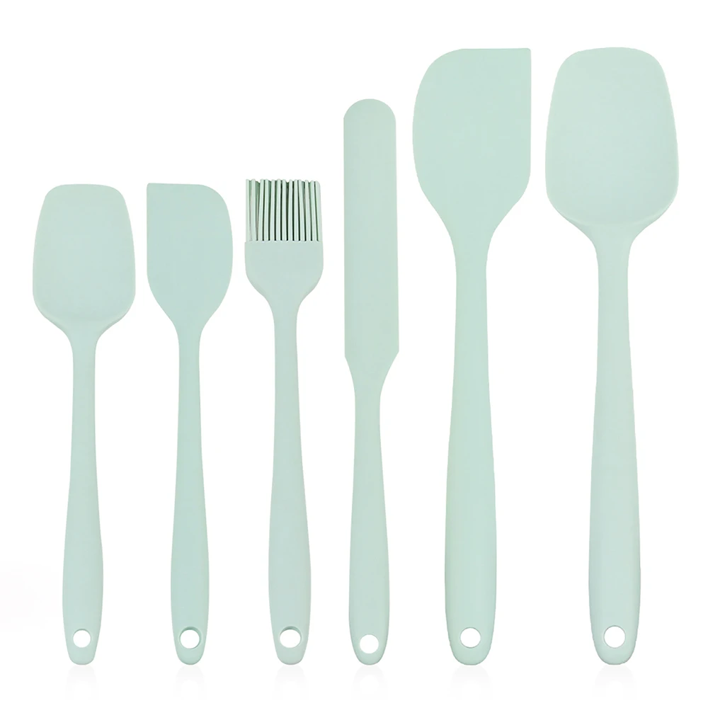 5/6/12Pcs Light Green Silicone Kitchen Utensils Egg Whisk Scraper Oil Brush Spatula Cooking Tool Sets Kitchen Baking Utensils