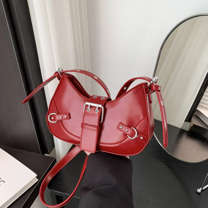 

Fashion Armpit Bag For Women 2024 New Y2K Underarm Bags Solid Color Crescent Shoulder Bag High Quality Crossbody Phone Pouch