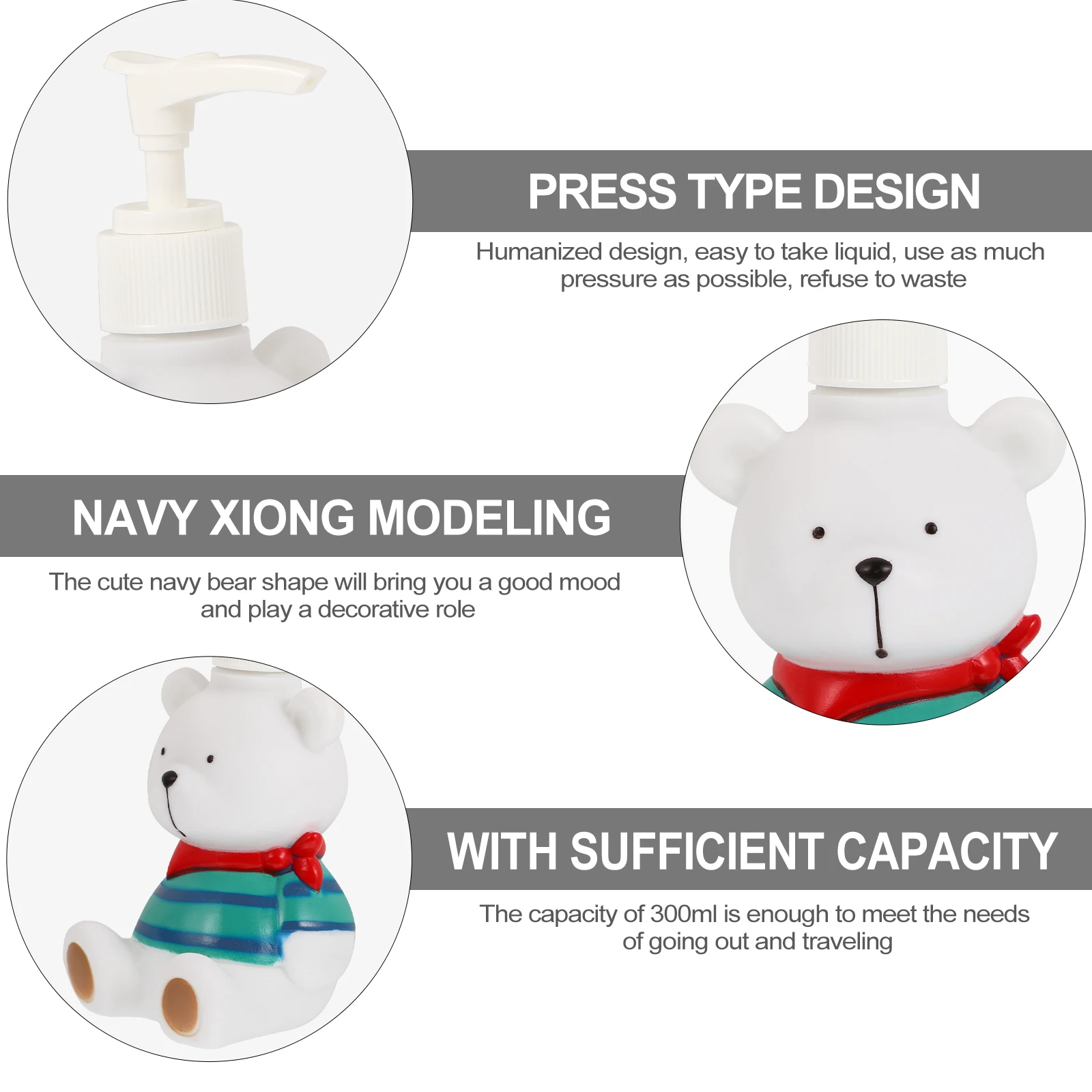 

1pc Cartoon Lotion Pump Bottle Reusable Lightweight Dispenser For Travel Shampoo Refillable Soap Empty Bottle Portable