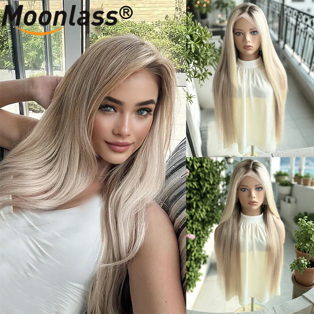 Trend Highlight Beige Blonde Wig Human Hair 13x4 Transparent Lace Front Human Hair Wigs Balayage Pre Plucked Remy Human Hair Wig