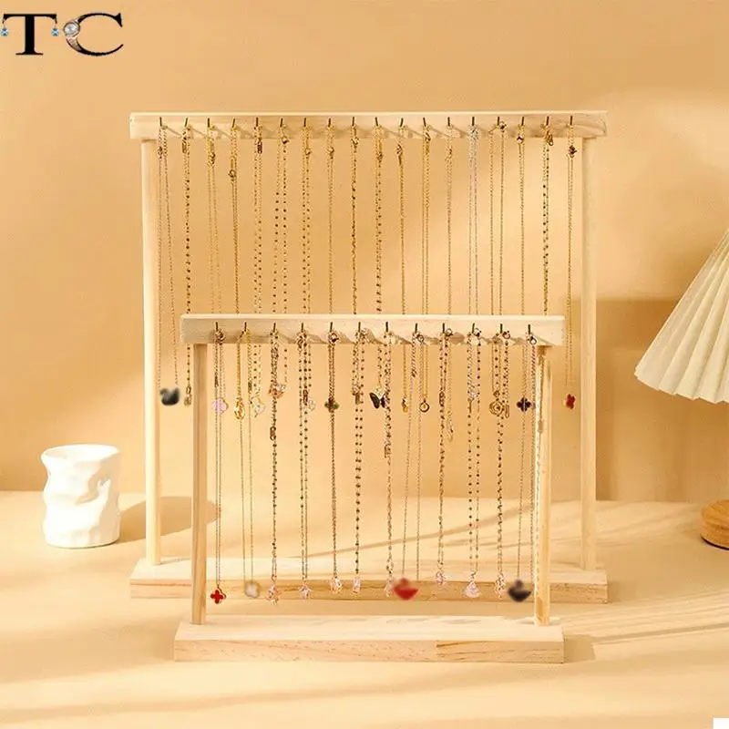 Table Hanging Jewelry Organizer Jewelry Stand Holder Display Stand with Jewelry Tray Base solid wood frame Rack Holder