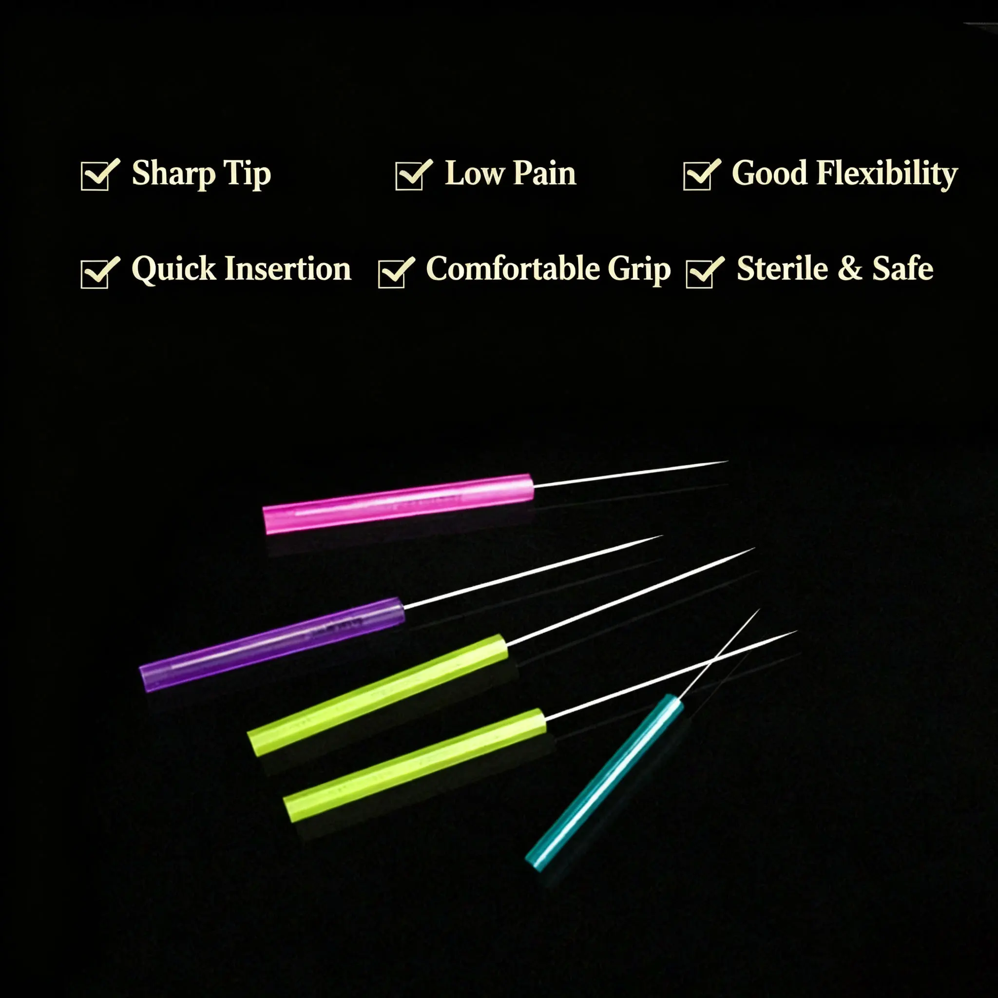 500 Pcs Acupuncture Needle 5PB Plastic Handle Gasification Colored Handle Practice Needle Sterilze Beauty Filiform Needle