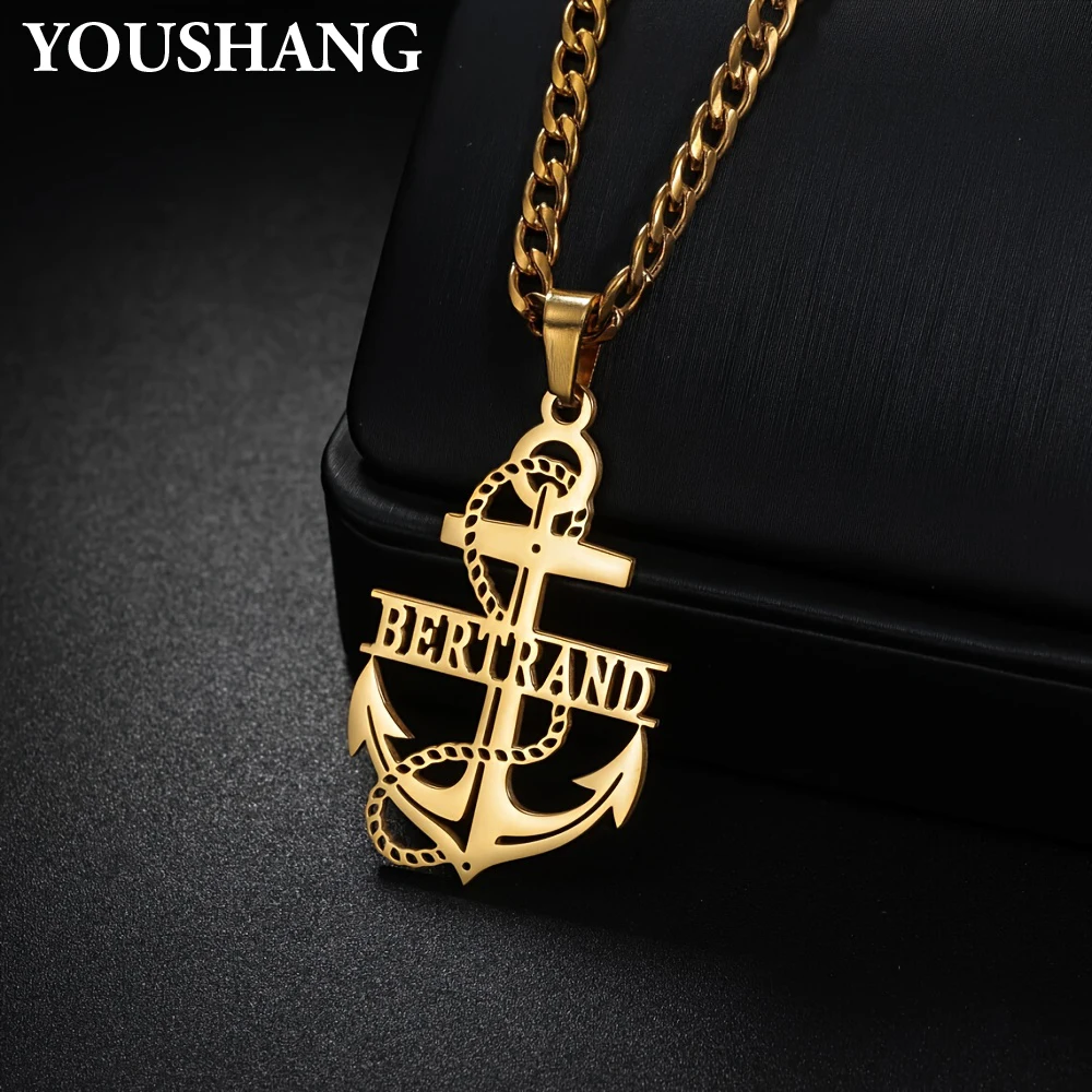 Custom Name  Necklace Personalized Anchor Pendant Maritime Jewelry Gift for Dad Son Boyfriend Husband Birthday Father’s Day.