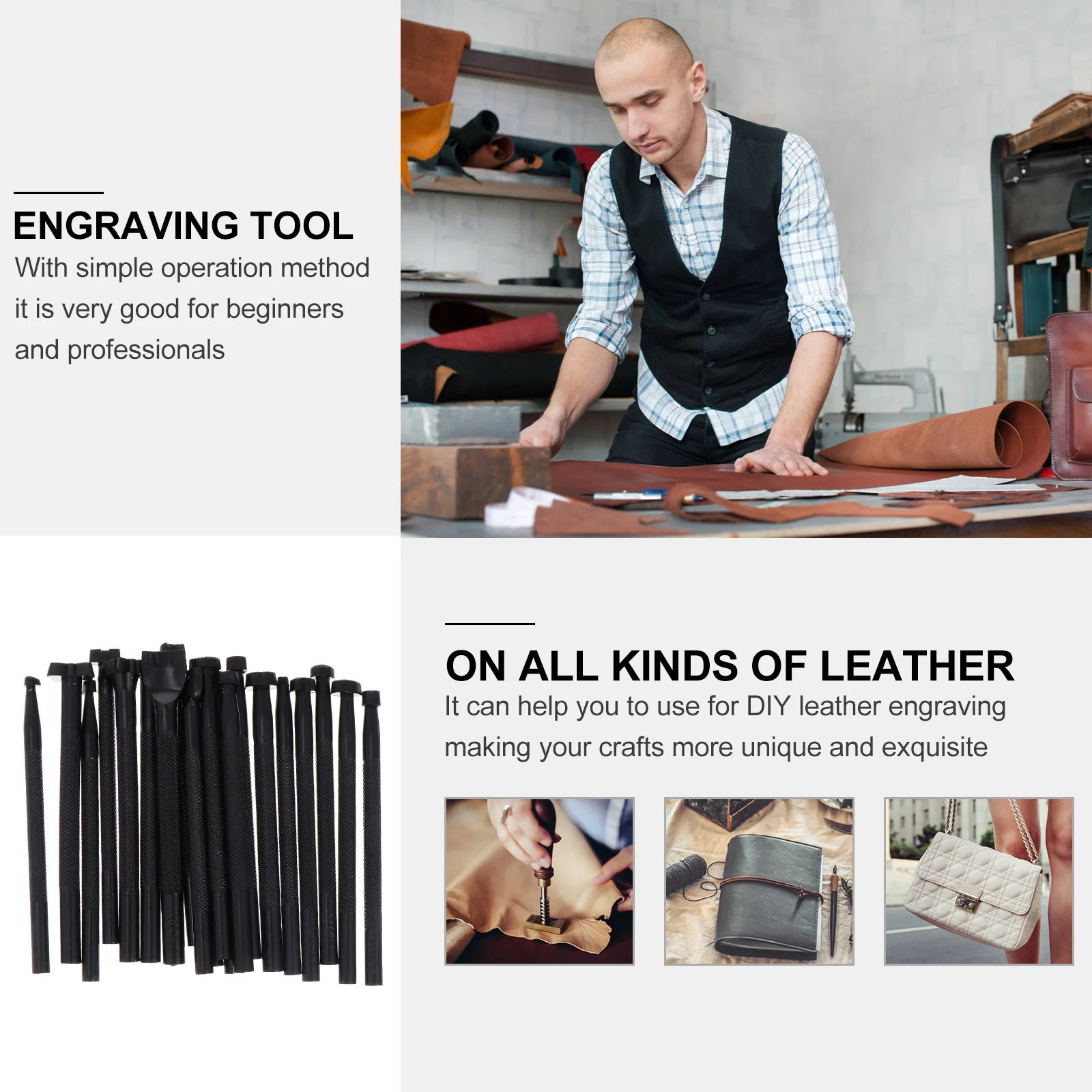 

20Pcs Tool Kit Stainless Steel DIY Stamping Carving Set for Crafting Engraving Projects Supplies Craft Tool