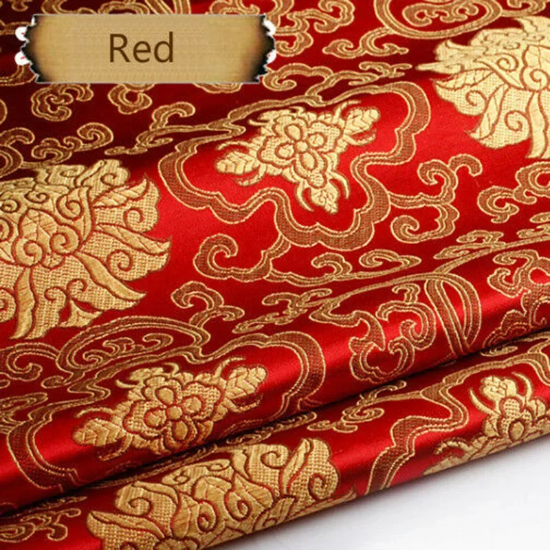 Chinese Brocade Satin Fabric Vintage Jacquard Material for Kimono Qipao Sewing DIY Handmade Craft Patchwork Decoration