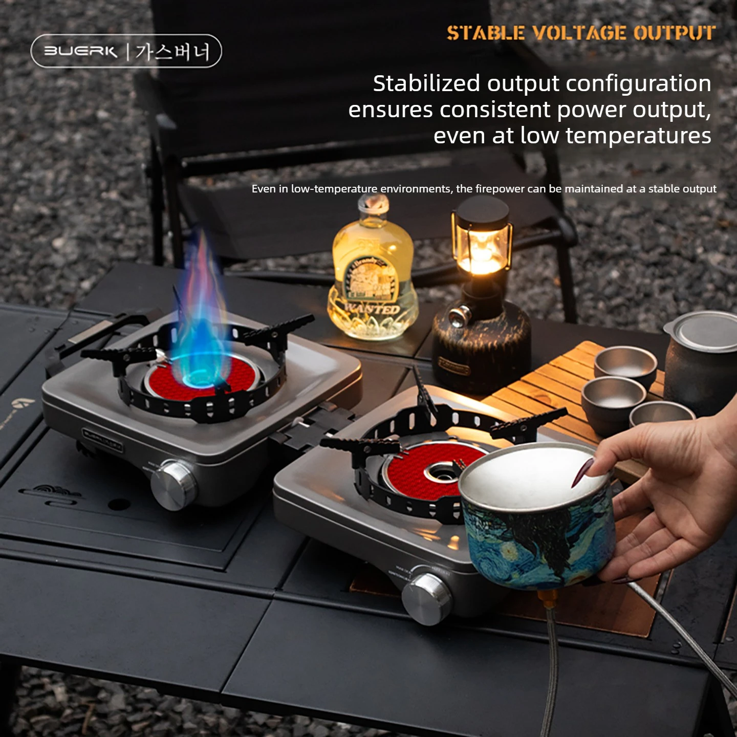 BUERK Portable Folding Dual Stove Outdoor Camping Stove Infr