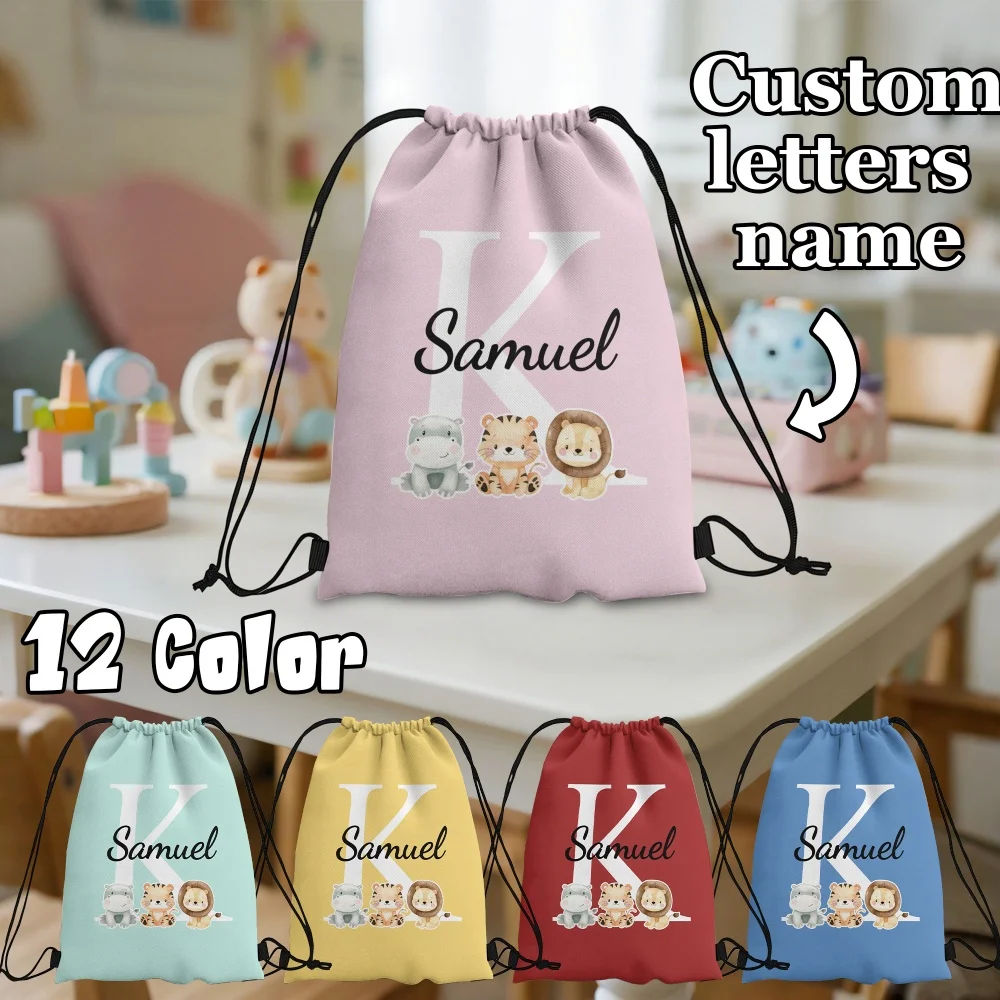 Durable Personalized Backpack-Custom Name Initials Drawstring Bag,DIY Text/Message,Bookbag Birthday Party Favors,Christmas Gift