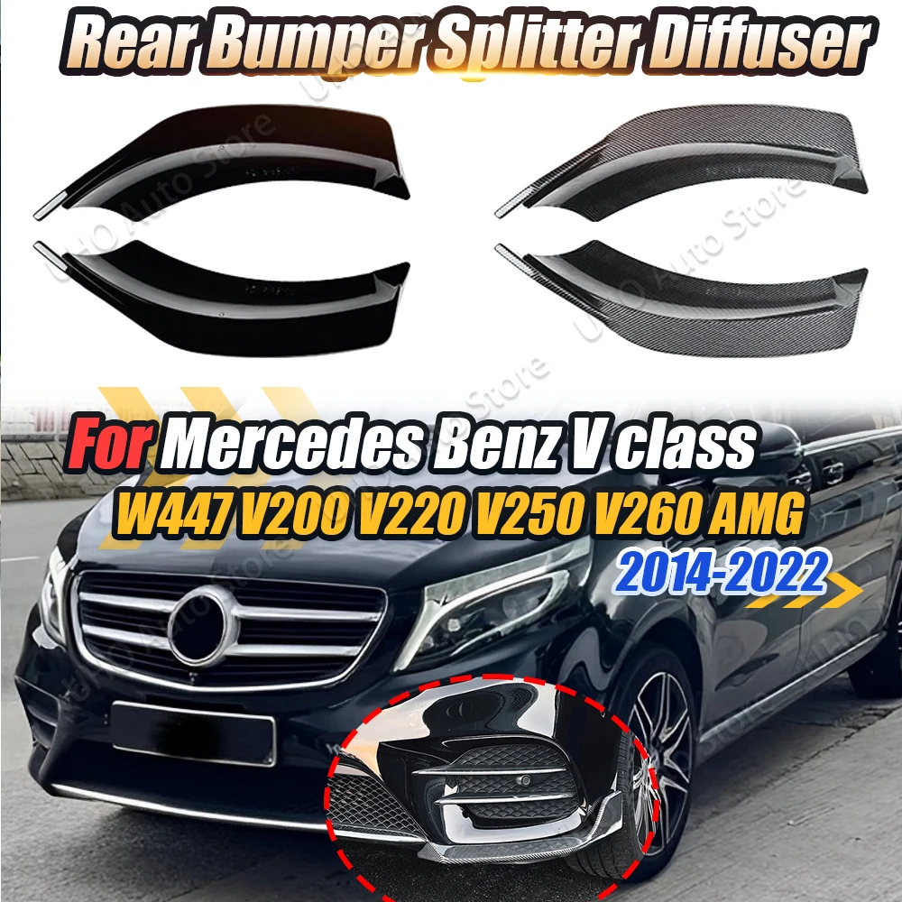 Car Front Bumper Side Splitter Lip Diffuser Spoiler Guard Trim For Mercedes Benz V Class Vito W447 V200 V220 V260 AMG 2014-2022