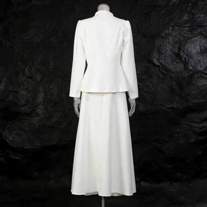 HKSH Lente Herfst Nieuwe Vrouwen Tweedelige Set Elegante V-hals Single Breasted Taille Cinching Jas Effen Kleur A-lijn Rok HK18149