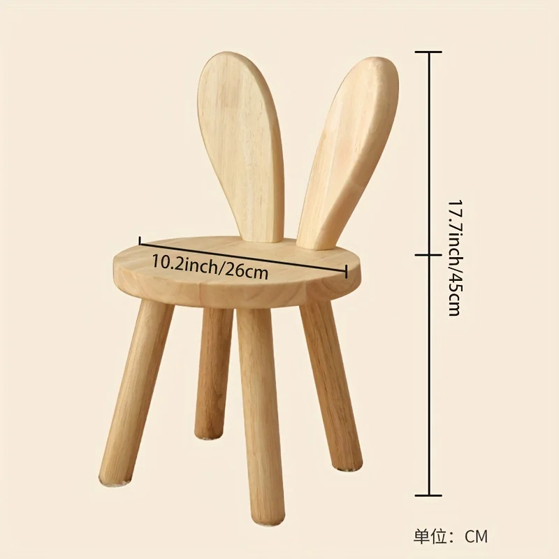 Creative Small Board Stool, Cute Rabbit Ears Solid Wood Small Stool, Decorative Stool children chair