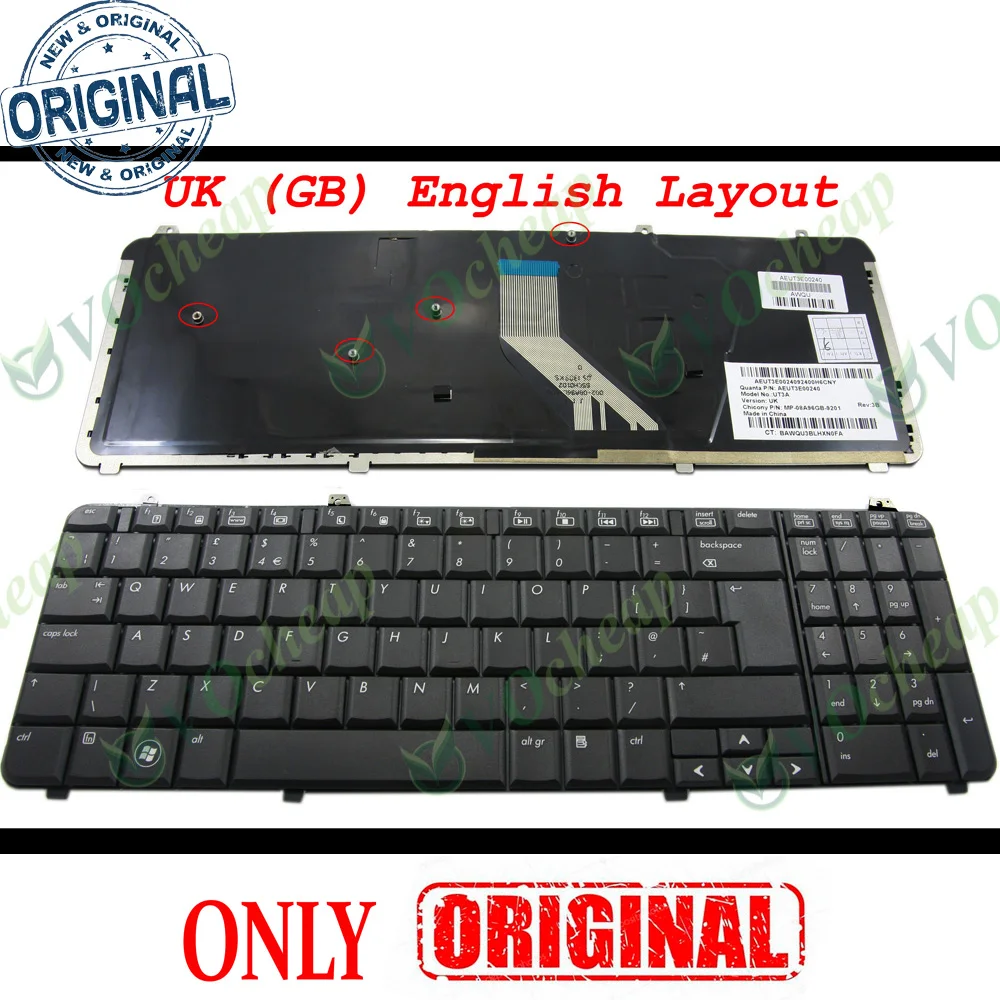 New Notebook Laptop Keyboard for HP Pavilion DV6 DV6t DV6z DV6-1000 DV6-2000 Matt Black UK GB version - MP-08A96GB-9201