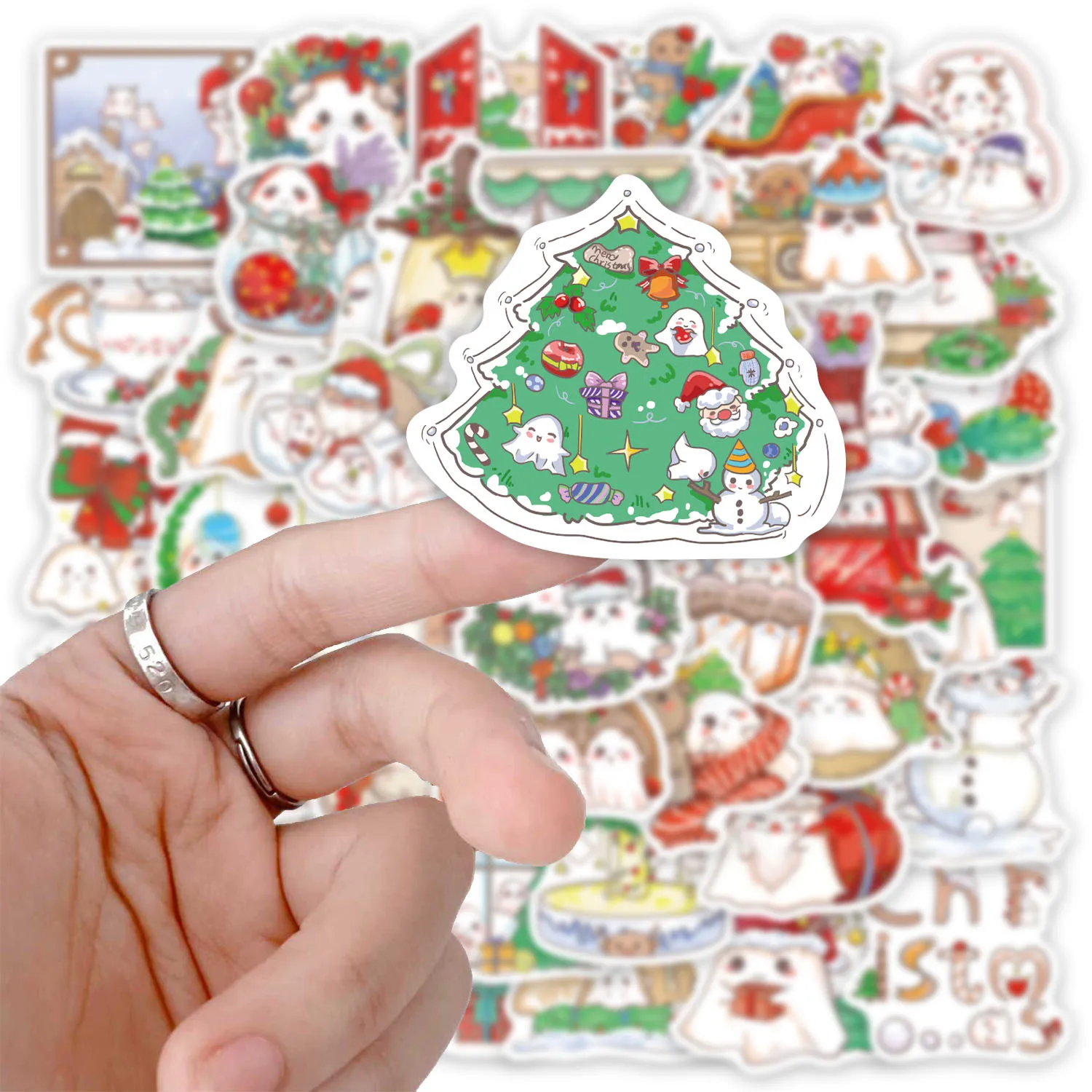 สติกเกอร์ลายผีคริสต์มาส 50 ชิ้น สำหรับตกแต่งเคสมือถือ แล็ปท็อป กระติกน้ำร้อน ของเล่น