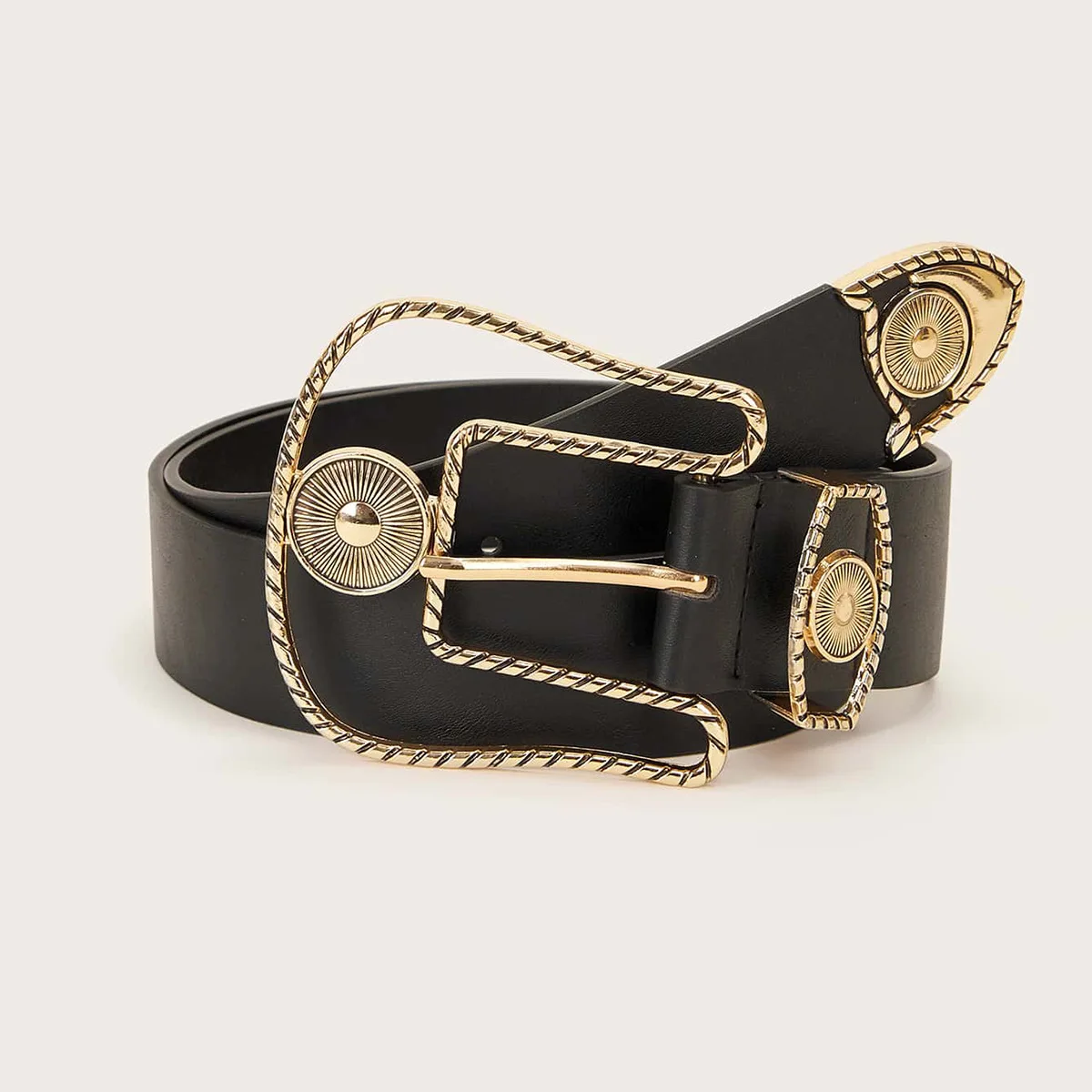 

New Retro Hollow Metal Buckle Belt for Women Atmospheric Fashion Skirt Accessories PU Black Wide Belt Luxury Design Waistband