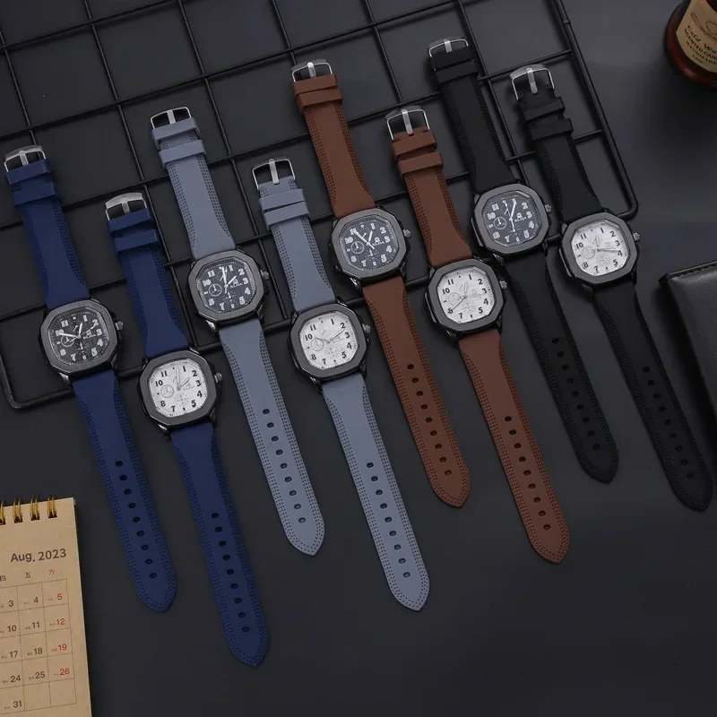 Niche Temperament Men's Watch New Arrivals Silicone Strap Quartz Watches Original Classic Square Mens Watches for Mens