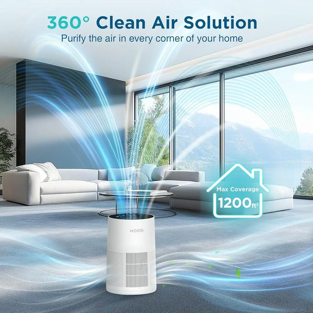 H13 True HEPA очиститель воздуха для больших помещений, 1200 футов2, 3 скорости, аромадиффузор, 7 цветов, бесшумная работа, таймер блокировки детей