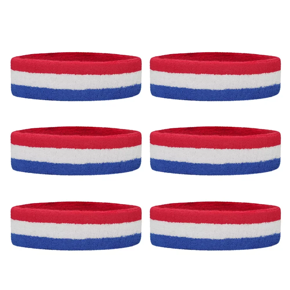 6 Pieces Sports Headbands  Cloth Sweat Absorbing  Band For Tennis Gym