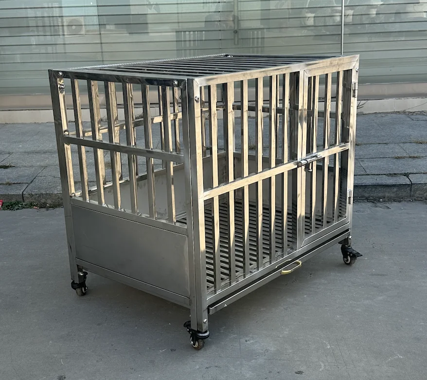 Stainless Steel Dog Cat Cage Modern Classic Style Breathable Kennel Plastic Box Packed Simple Style