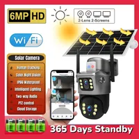 Cámara Solar AOV de 6MP 4K con Wifi, Grabación 7/24, Cámara de Vigilancia Inalámbrica para Exteriores, Lente Dual, 365 Días en Espera, Seguridad para el Hogar, ICSEE