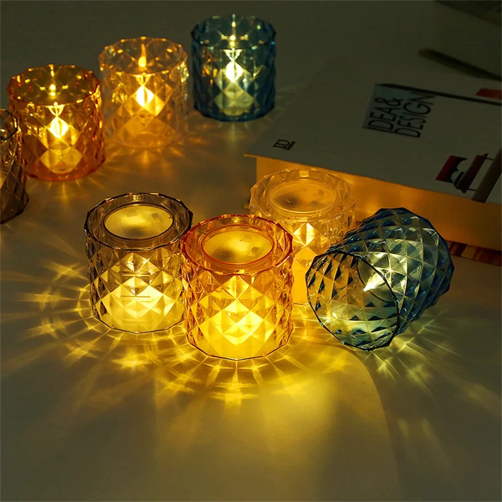 Glass Candle Holders Set Of 12 Flameless Dropless LED Candles Lights For Home Party Halloween Xmas Decor