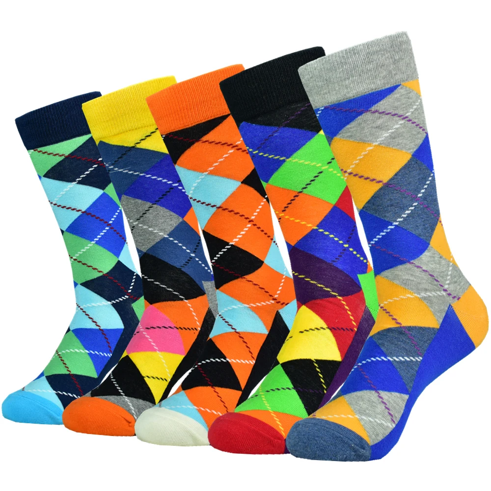 5Pack Heren Kleur Jurk Casual Mode Happy Socks Gekamd Katoenen Sokken Mannen Geschenken