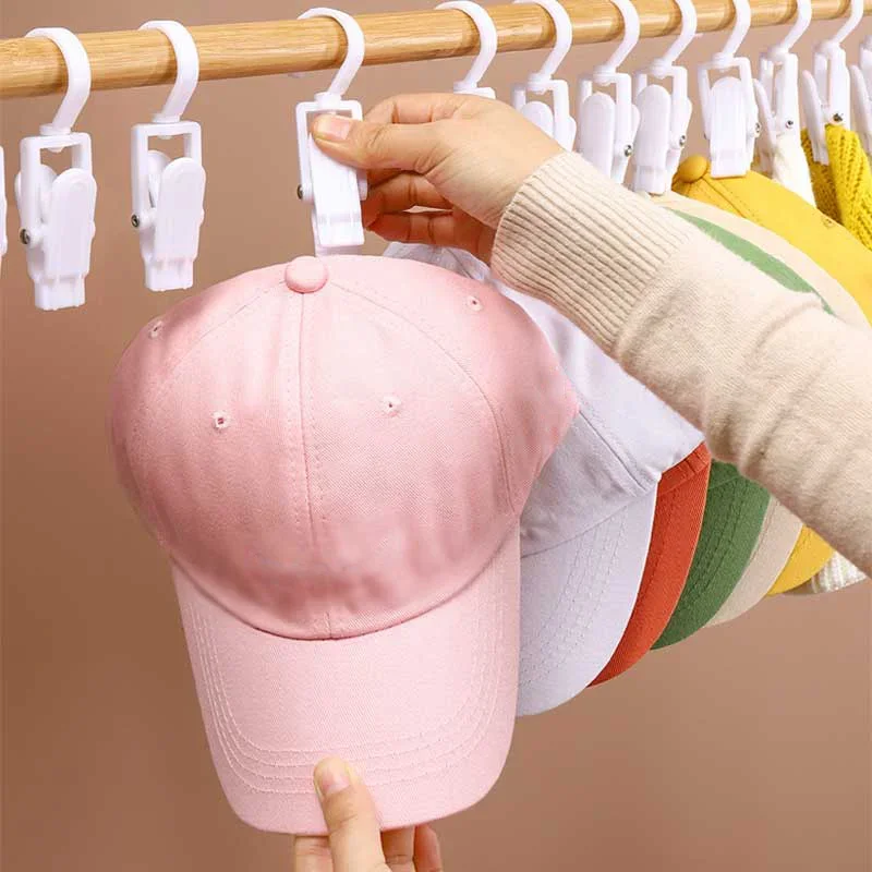 5/10Pcs Rotating Hanger Clips Clothes Pegs Plastic Clothes Pins Laundry Hooks Bathroom Hats Socks Towels Hanging Storage Clips