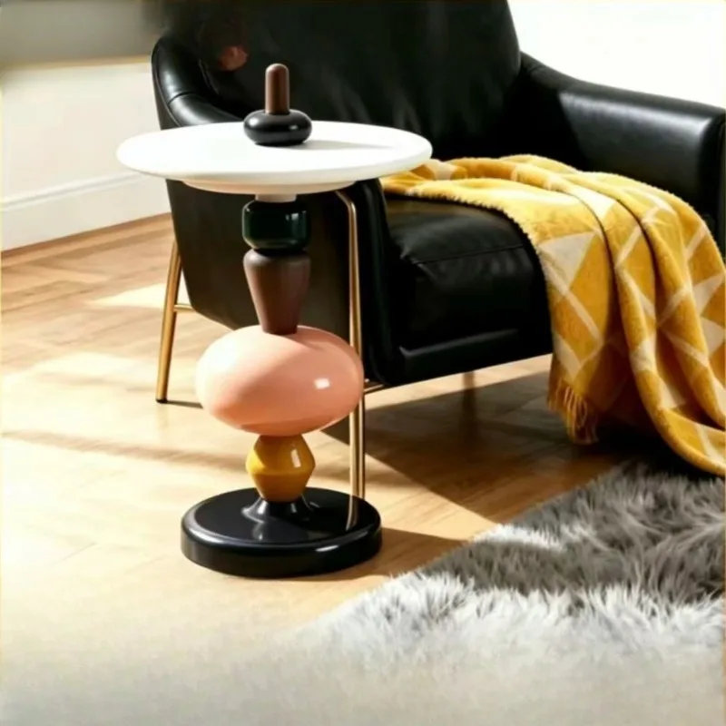Nordic Candy-Shaped Small Coffee Table, Minimalist Sofa Side End Table, Creative Space-Saving Storage Rack for Living Room Decor