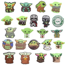 Accesorios para zapatos de jardín para niños y niñas, sandalias con dijes de PVC, Alien verde, Baby Yoda, adornos, regalo de fiesta, 1-22 piezas