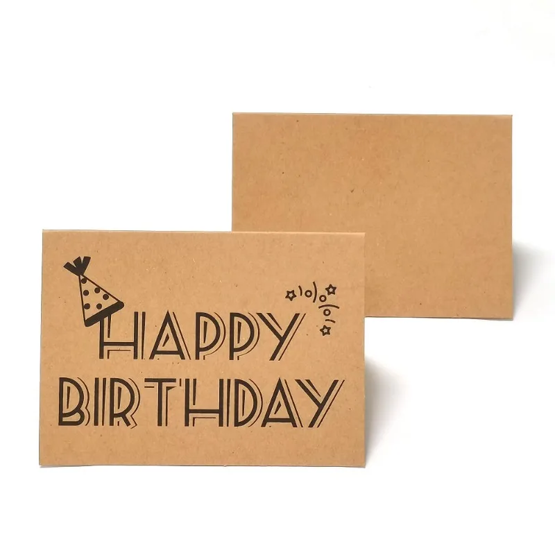 1/5pcs Happy Birthday Cards Fold Up Kraft Paper Postcard Gift Decoration Blank Greeting Card Birthday Invitations Gift Card