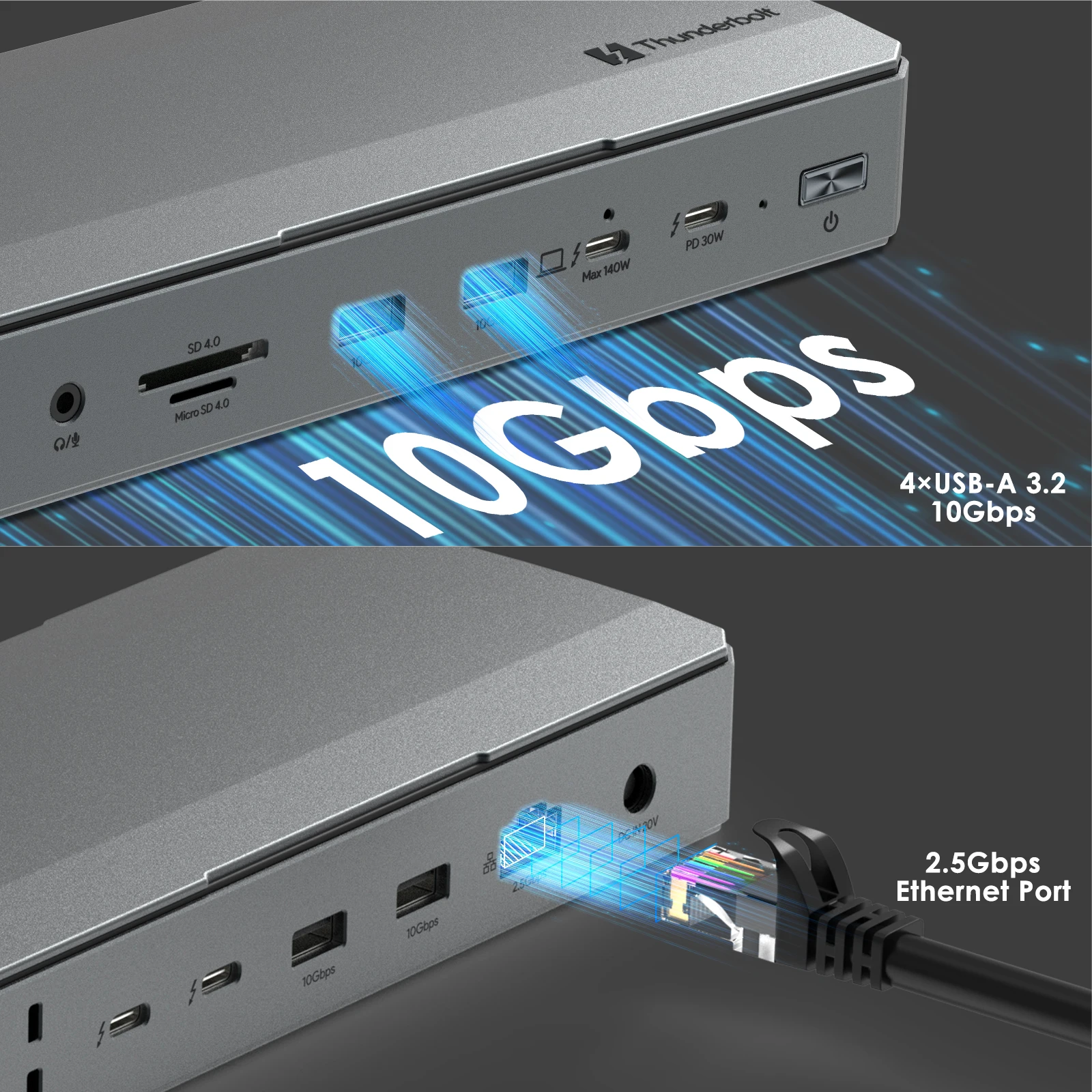 WAVLINK Intel Certified Thunderbolt 5 Dock Hub 12-w-1 z szybkością do 120 Gbps MAX, zasilaniem PD 140W, podparciem potrójnego wyświetlania 4K/dwóch wyświetlaczów 8K dla Mac i Windows