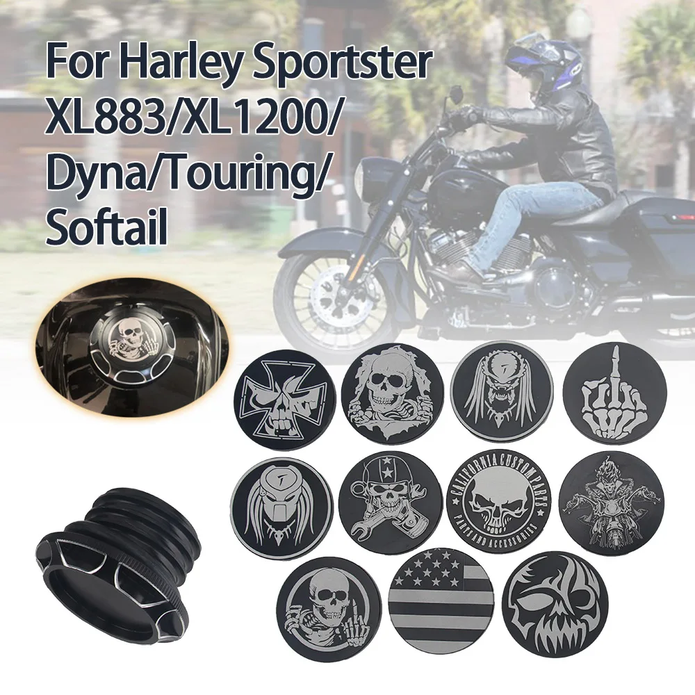 

Motorcycle Fuel Tank Cap Skull Decor Oil Gas Tank Cap For Davidson Sportster XL 1200 883 X48 Dyna Softail Touring FLHR