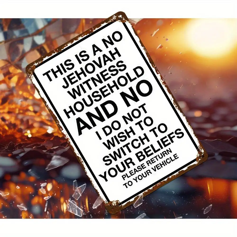 

Iron Wall Hanging Decorative Sign, UV Printed Jehovah Witness Household Message, 7.87X11.81Inch, Multipurpose Indoor/Outdoor