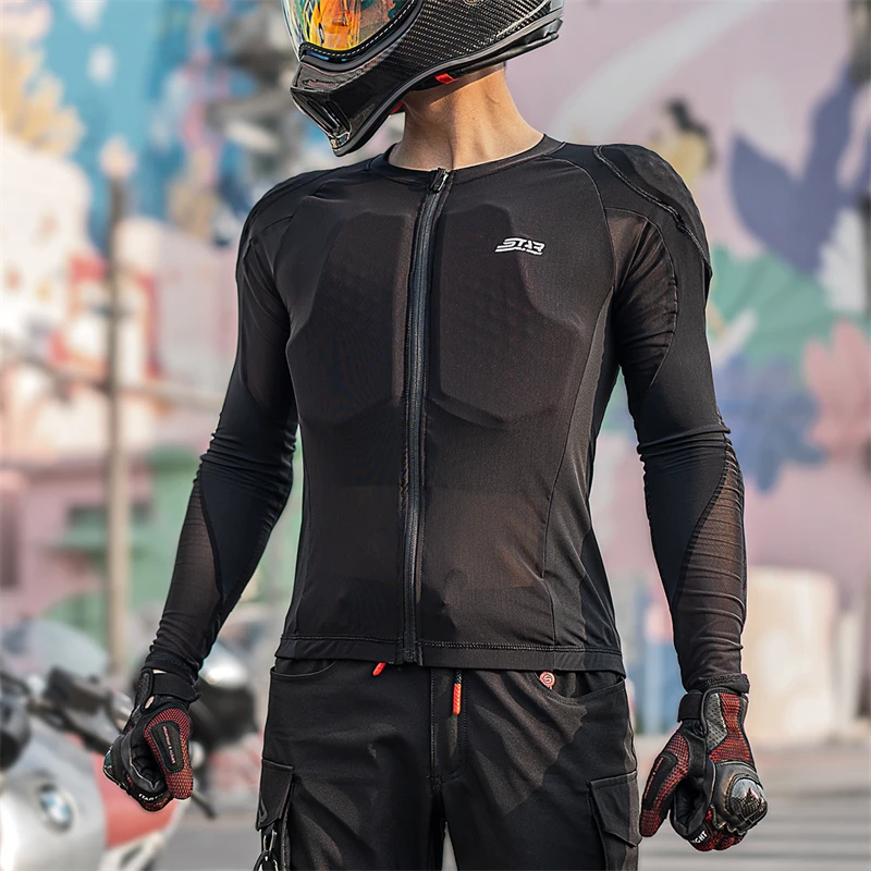 Star Field Knight Black Motorcycle Armor Jacket Close Fitting Summer Mesh Breathable Quick Drying With Riding Protective Gears