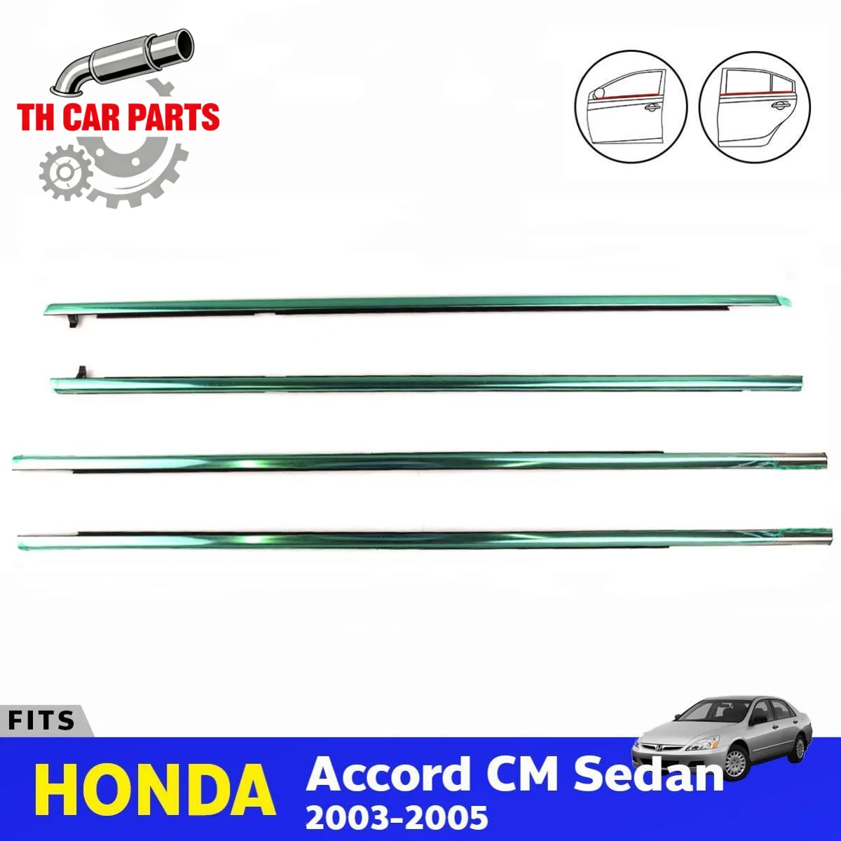 

Комплект из 4 черных уплотнителей для окон автомобиля Honda Accord 2003-2007, молдинги для окон, артикулы 72410-SDA-A01, 72450-SDA-A01
