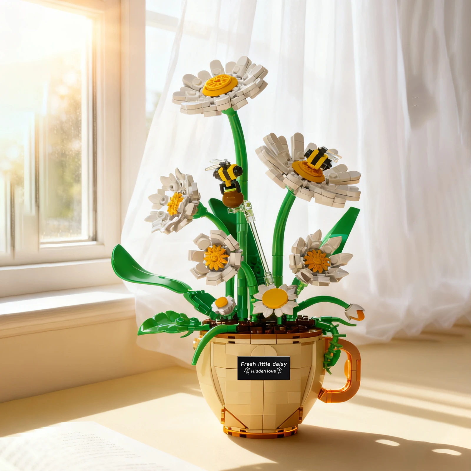 496 PCS Crisantemo in vaso Modello di assemblaggio Puzzle Giocattolo Blocchi di costruzione Decorazioni per la casa Festa della mamma Regalo di San Valentino per le ragazze