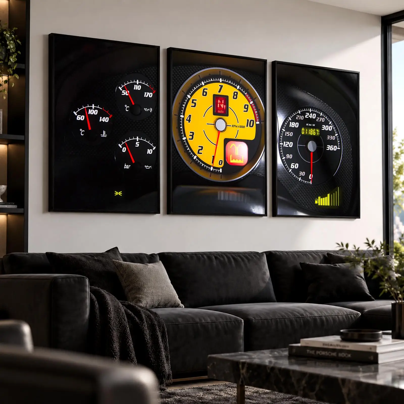 Luxury Performance Cockpit Painting Calligraphy Canvas Poster Set Wall Artwork for Bedroom Living Room Decorative Prints Gift