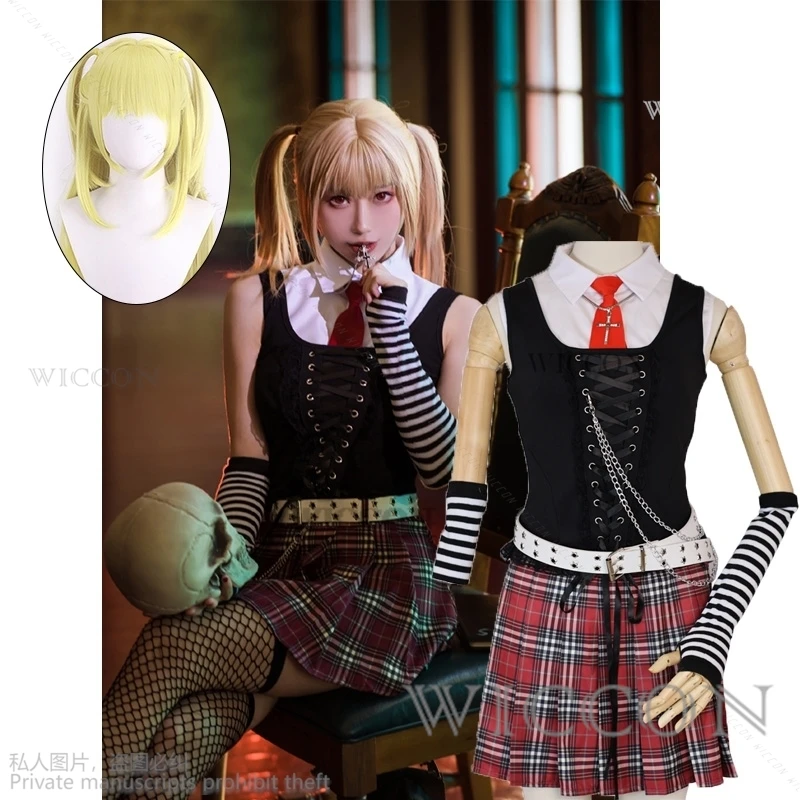 

Anime Death Y2K Note Misamisa Cosplay Costume Misa Wig JK Uniform Lattice Skirt Adult Woman Sexy Kawaii Christmas Party Suit