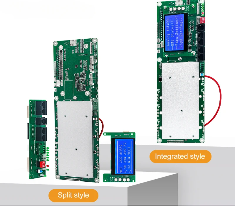 TDT 48v 100A 16S lifepo4 smart bms monitoring lithium ion battery management with LED screen for solar inverters energy storage