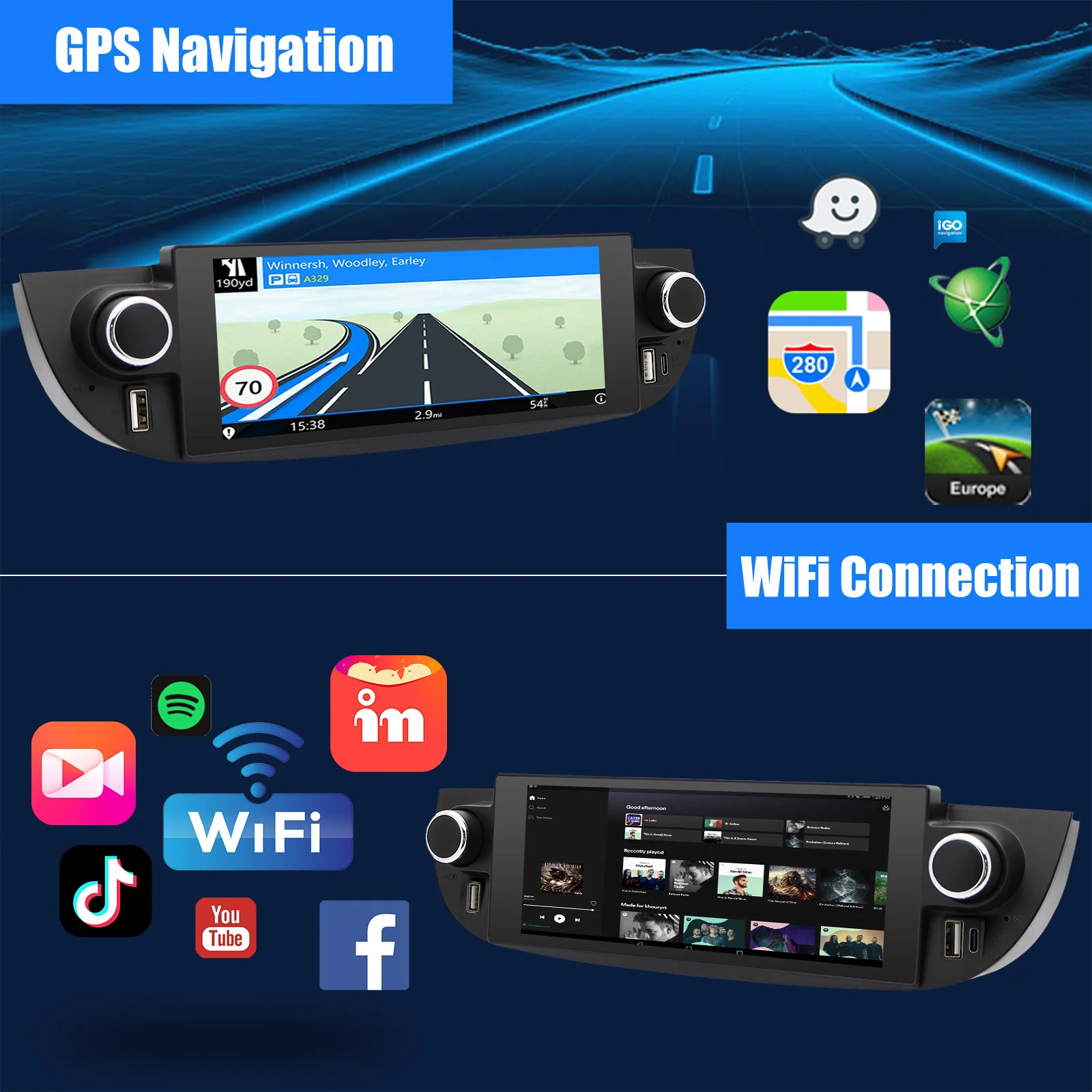 6.86 "أندرويد 14 سيارة ستيريو بلوتوث راديو لمس لشركة فيات 500 2007-2015 4 + 64G اللاسلكية CarPlay GPS Navi المزدوج USB WiFi RDS #4