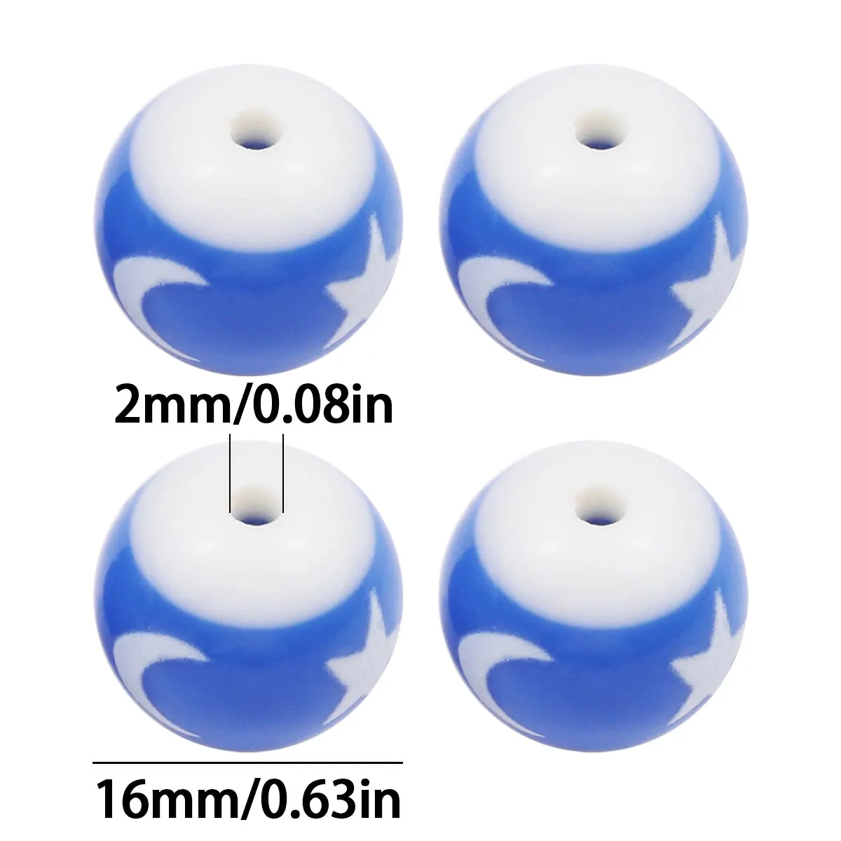 16mm Acrylic Star and Moon Print Beads Assorted Colors with Free Crystal Thread Handmade DIY Jewelry Making Beads Accessories