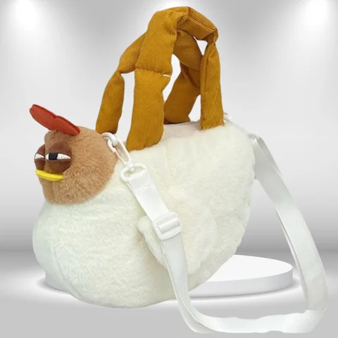 Bolso con forma de pollos, bolso con cremallera, bolso para niña, bolsos de moda de felpa suave, bonito bolso de felpa con forma de gallina, bolsos de hombro nuevos