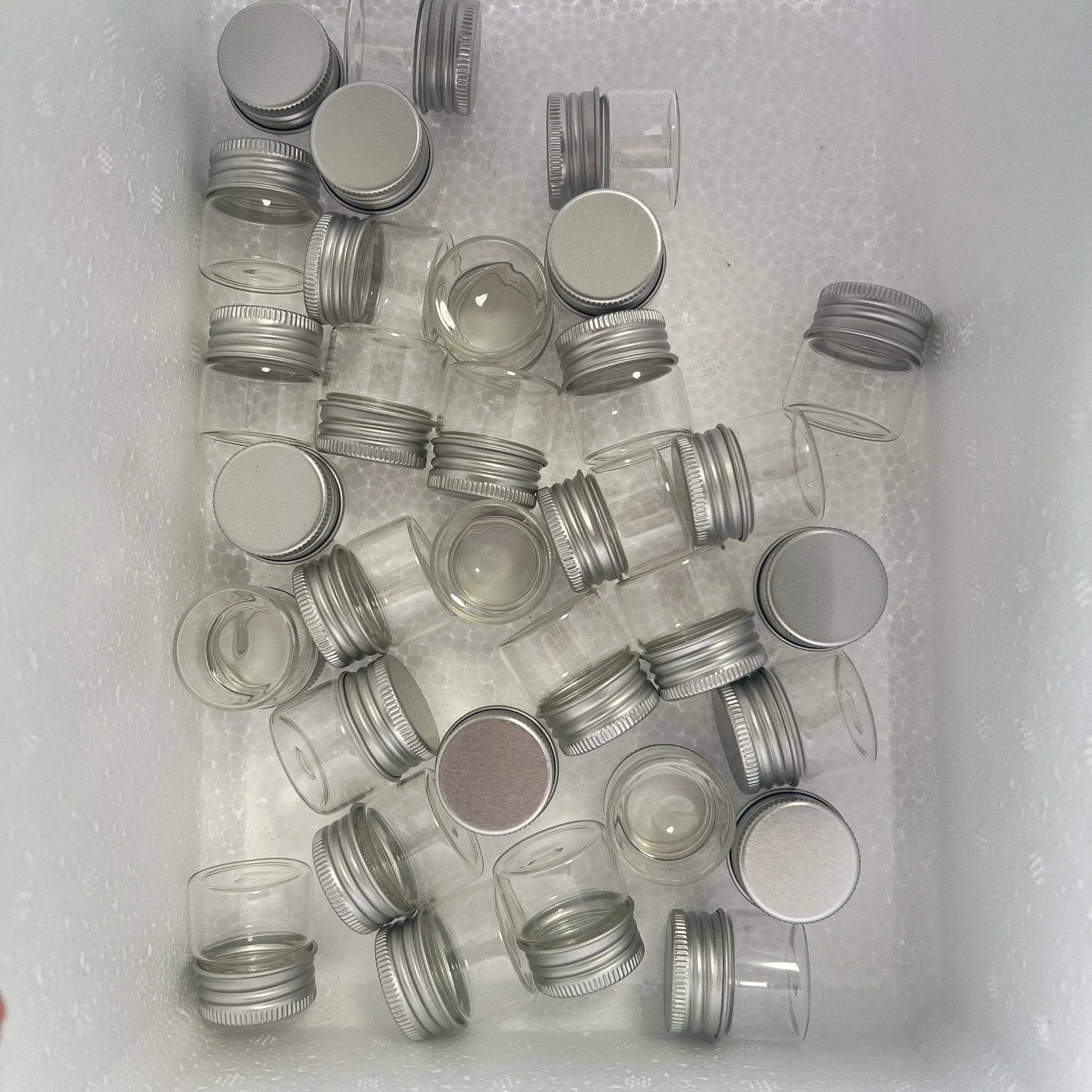 30/72/100 pcs 10ml Leakproof Glass Bottles 21×30×30mm 10ml Mini Glass Jars Silver Screw Cap Decor Containers DIY Craft Vials