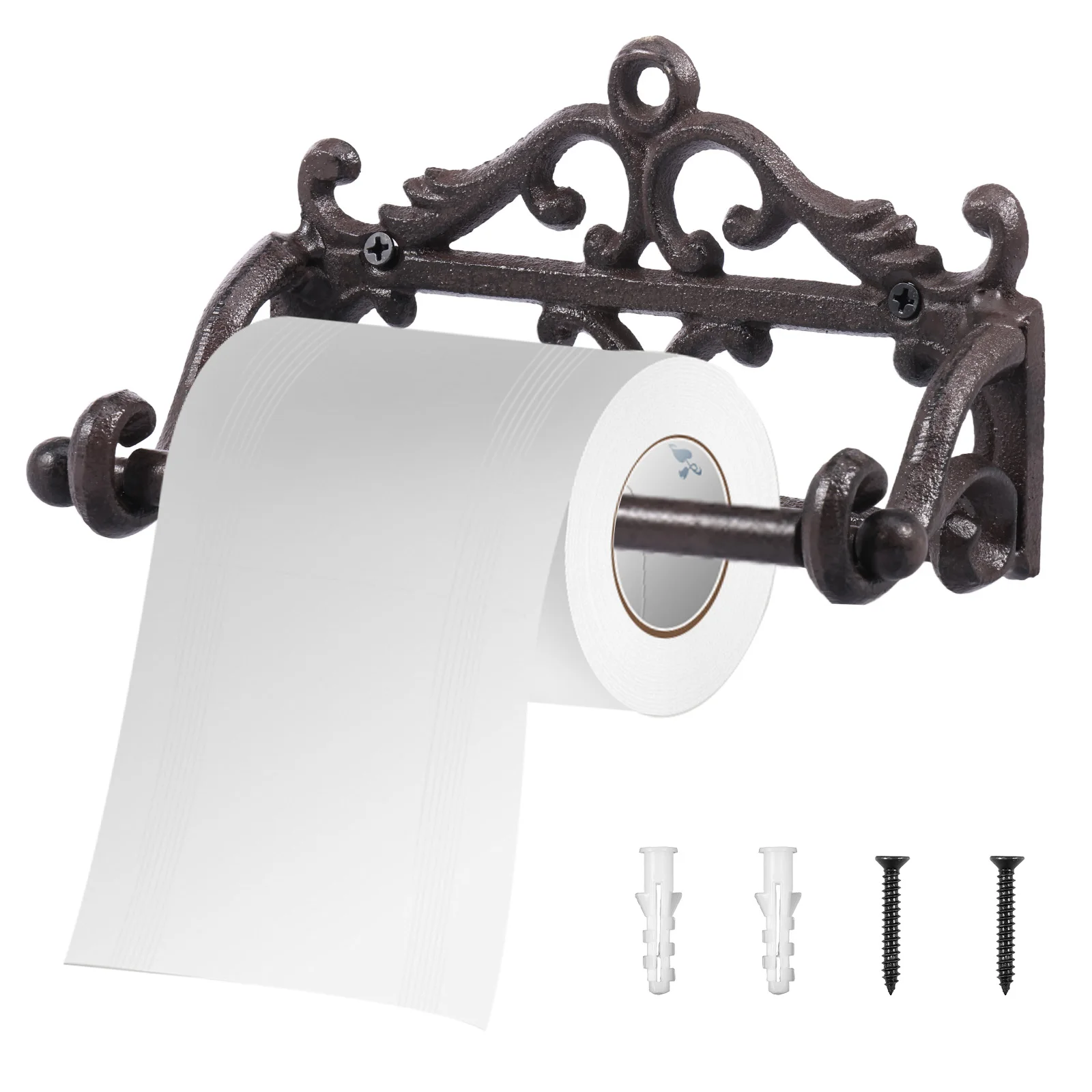 

Toilet Paper Roll Holder Vintage Iron Cast Rustic Wall Mounted Tissue Holder Dispenser for Kitchen and Bathroom Decor