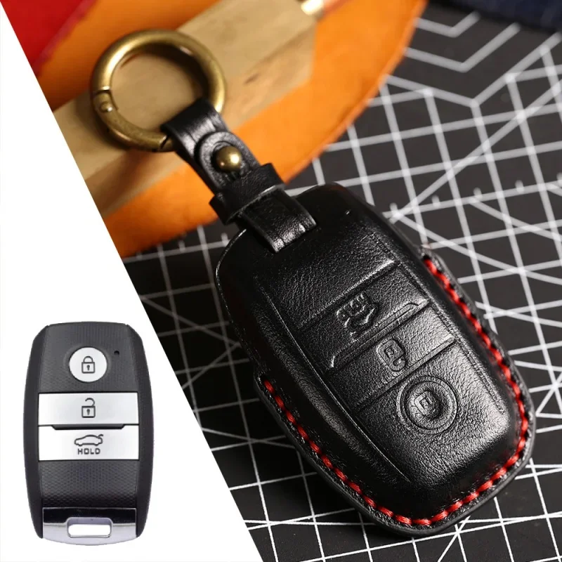 

1pc Car Key Case Cover Sportage Leather Keychain Holder Fob Protector Keyring Bag Accessories For Kia K3 K4 K5 Kx3 Kx5